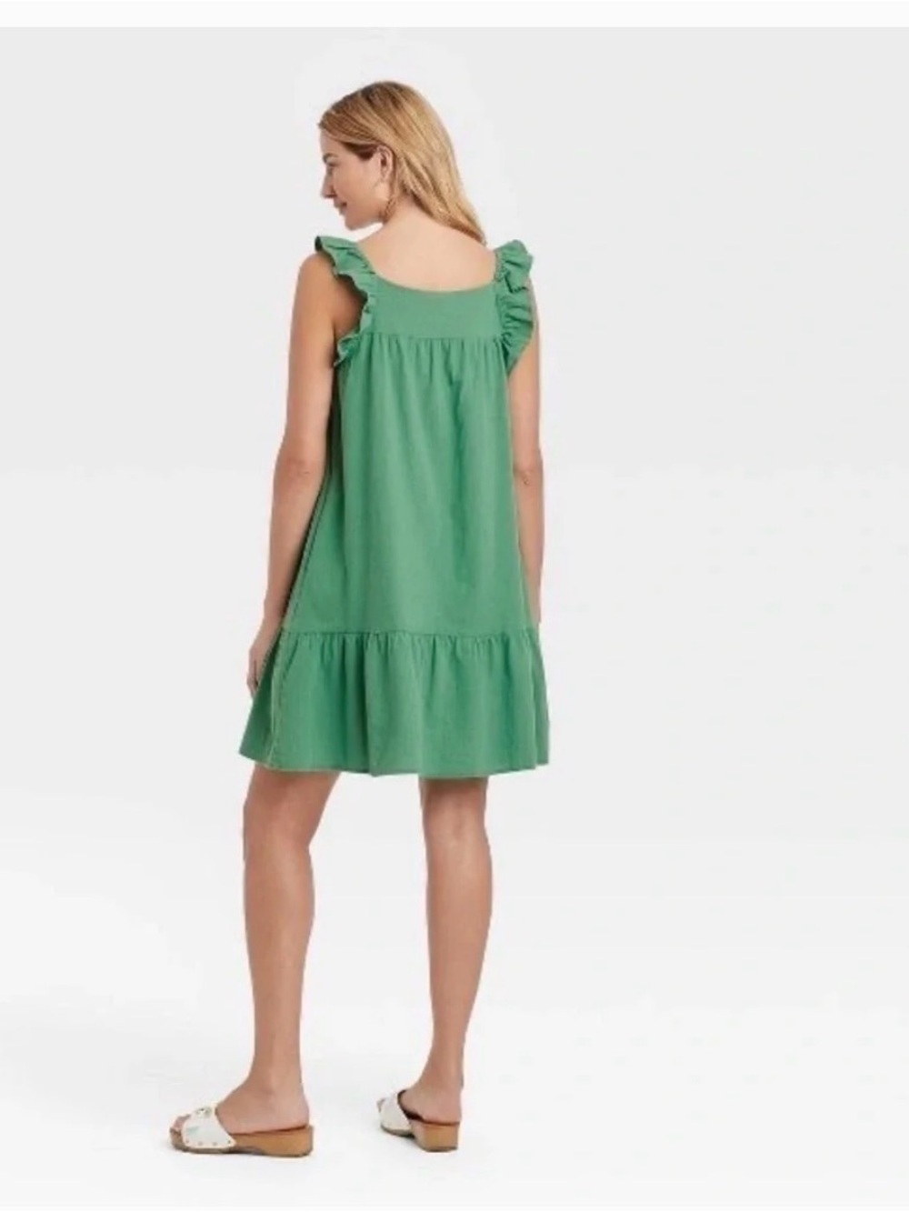 Universal Thread Green Ruffle-Shoulder Button-Front Midi Dress - Picture 2 of 7